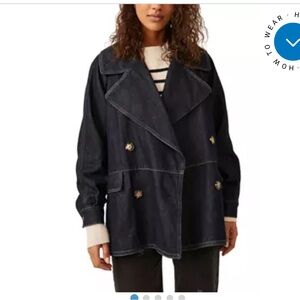 Free People Denim Car Coat Sz M NWT